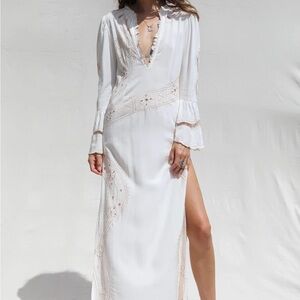 Jen’s Pirate Booty White Maxi Dress with Embroidered Details